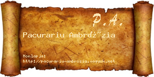 Pacurariu Ambrózia névjegykártya